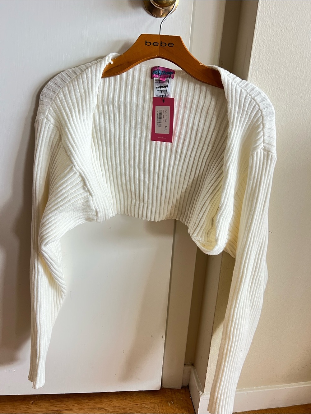 NWT Edikted Cream Ribbed Cropped Shrug M/L